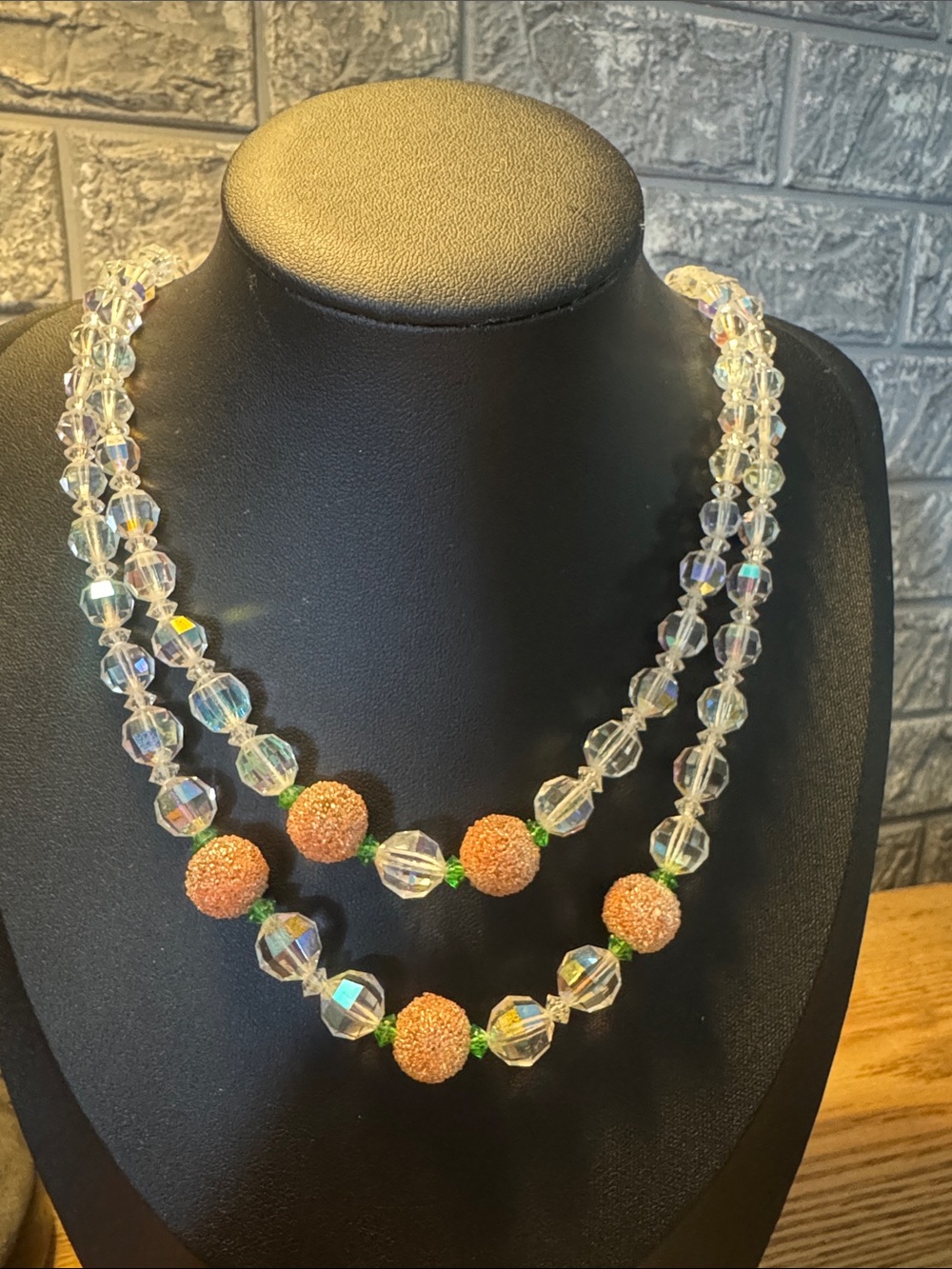 Vintage Facetted Crystal Bead & Sugar Textured Round Beads